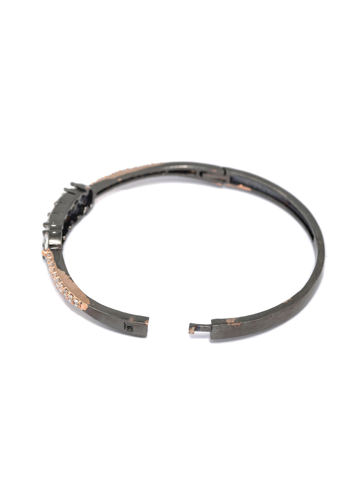 Dual Toned American Diamond Leaf Bracelet