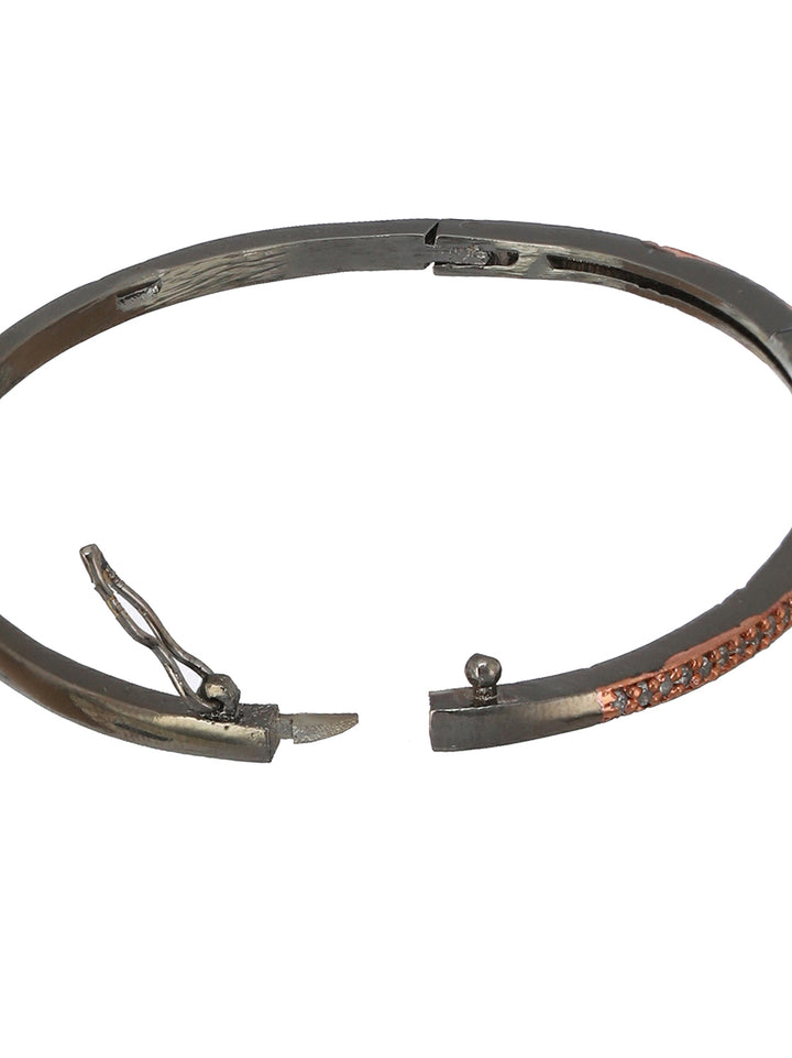 Floral AD Studded Rose Gold Silver-Plated Bracelet