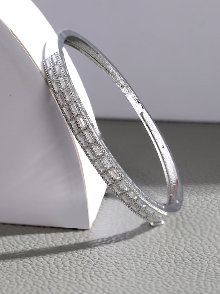 Priyaasi Floral American Diamond Silver-Plated Bracelet