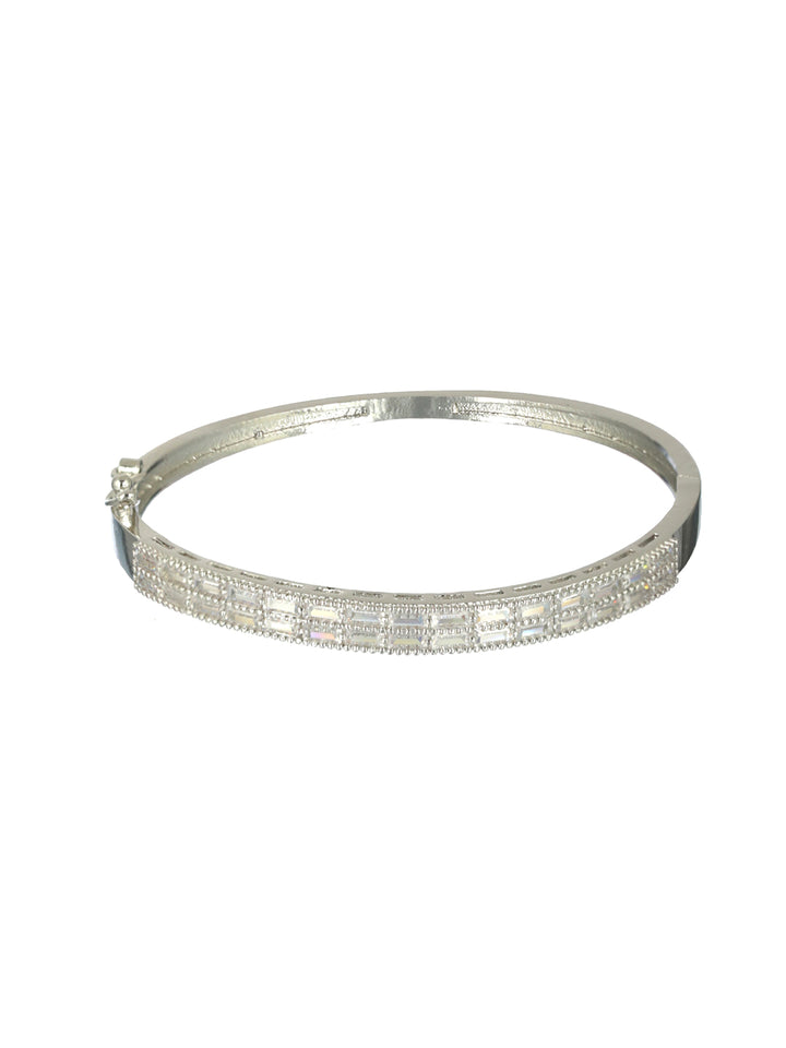 Priyaasi Floral American Diamond Silver-Plated Bracelet