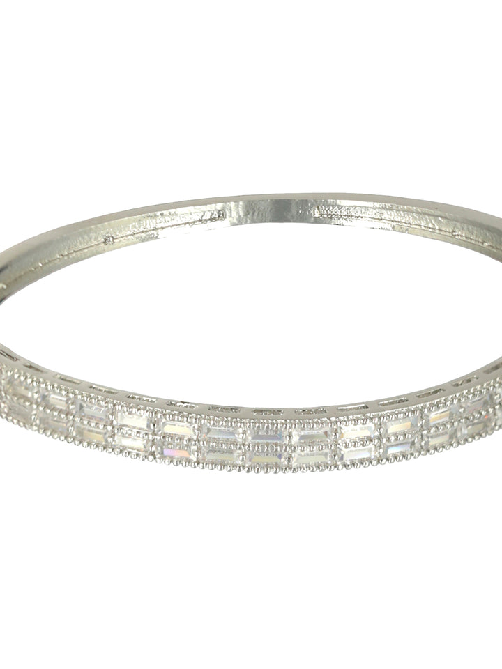 Priyaasi Floral American Diamond Silver-Plated Bracelet