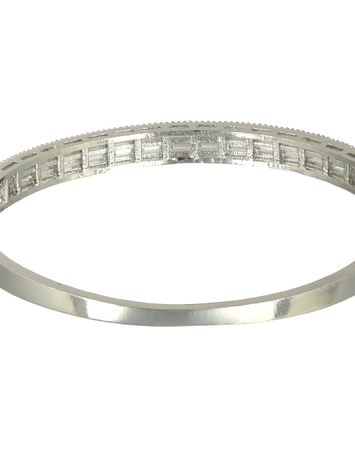 Priyaasi Floral American Diamond Silver-Plated Bracelet