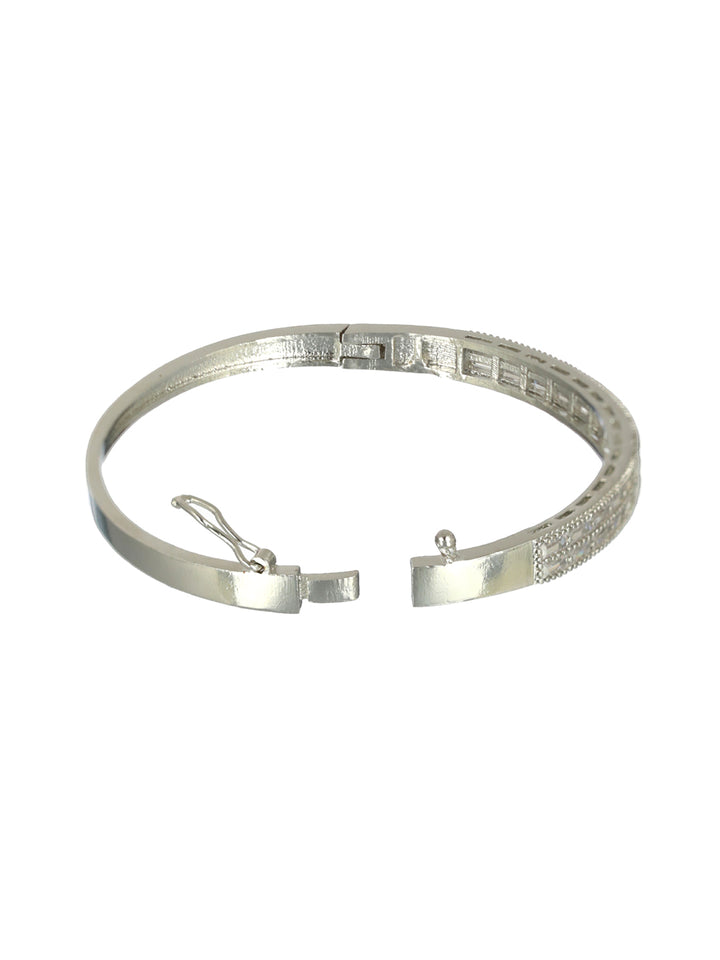 Priyaasi Floral American Diamond Silver-Plated Bracelet