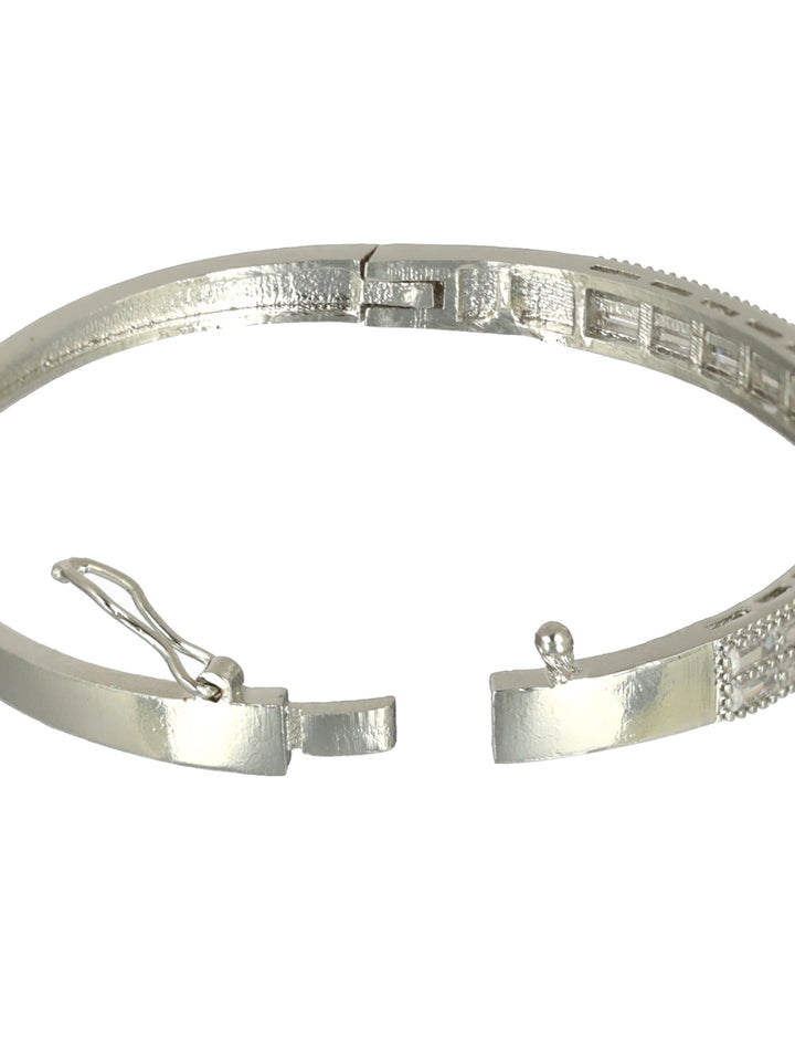 Priyaasi Floral American Diamond Silver-Plated Bracelet