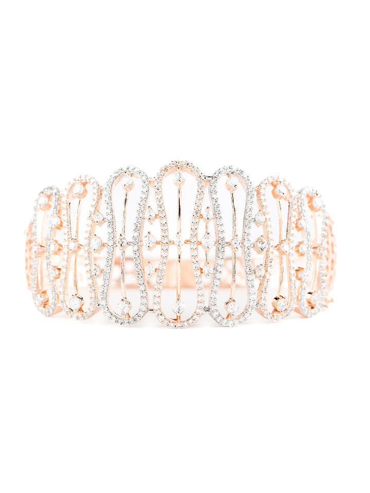 Elegant Bold American Diamond Rose Gold-Plated Bracelet