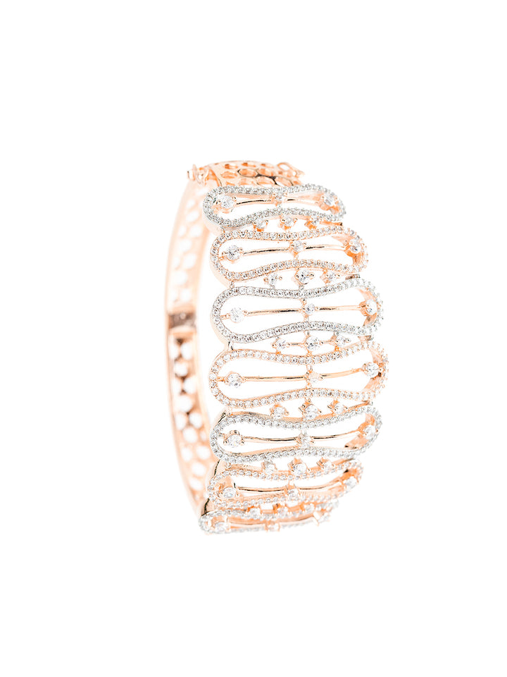 Elegant Bold American Diamond Rose Gold-Plated Bracelet