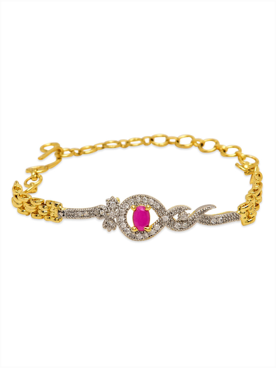 Gold-Plated American Diamond Studded Party Wear Bracelet