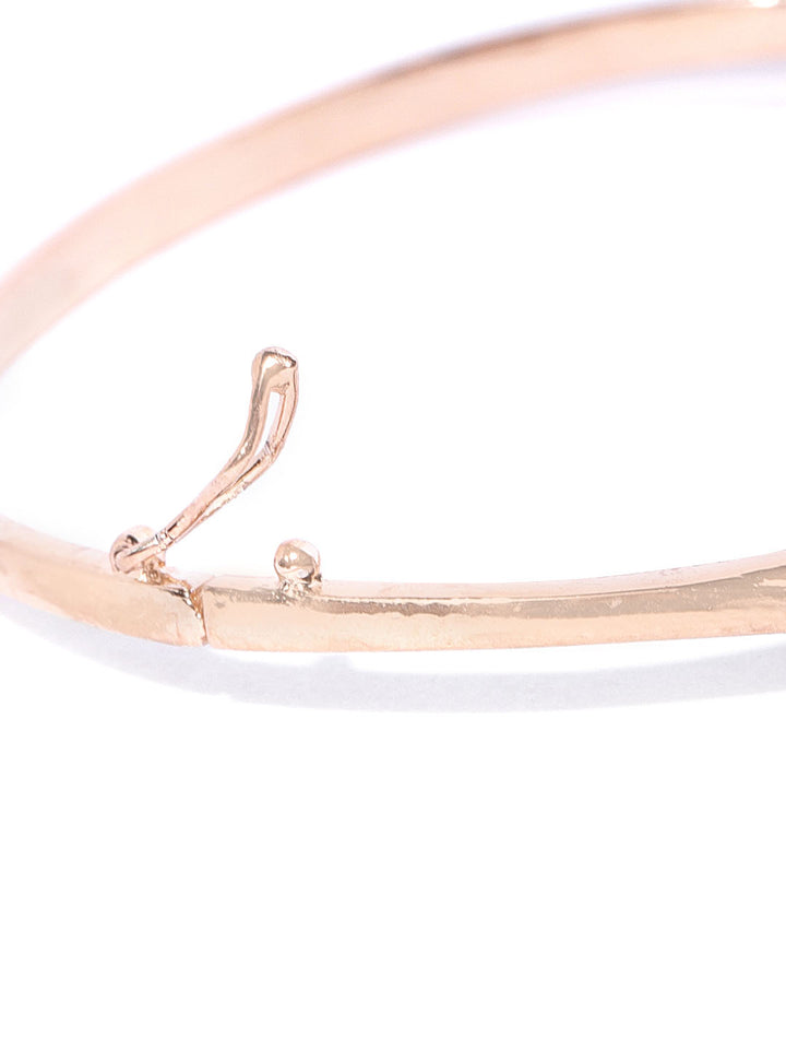 Priyaasi Rose Gold-Plated American Diamond Studded Bracelet in Floral Pattern