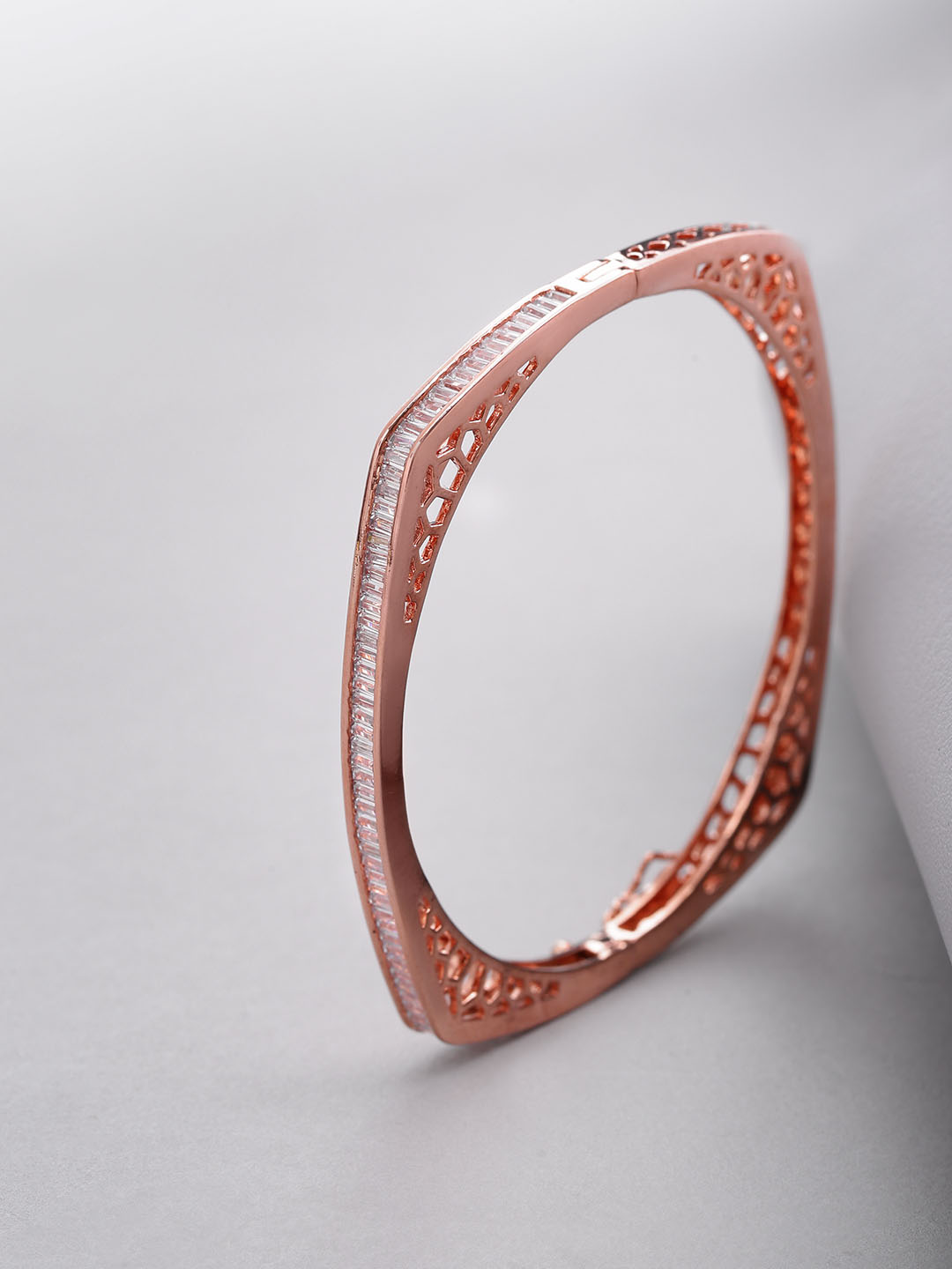 Rose Gold Square Bangle Designs In Gold Rubans 22K Gold Plated