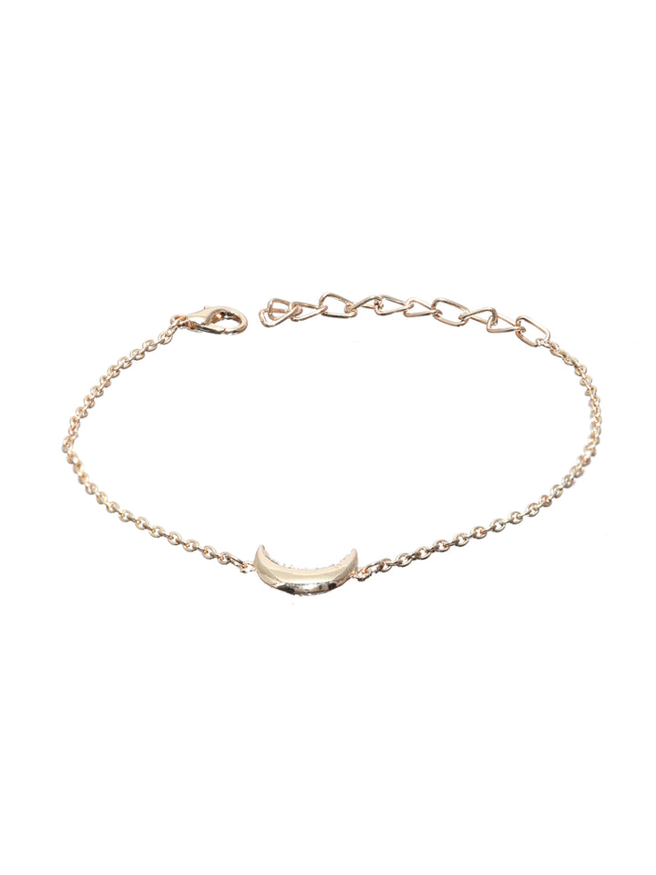 Prita Floral American Diamond Rose Gold Plated Link Bracelet