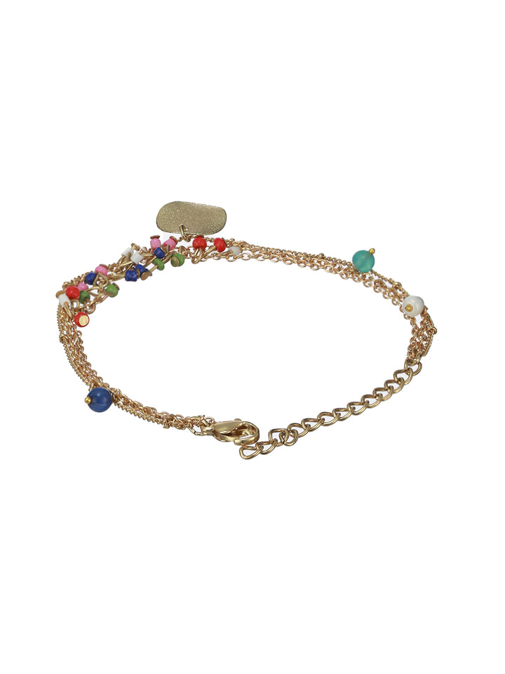 Prita by Priyaasi Multilayer Beaded Link Coin Gold-Plated Bracelet