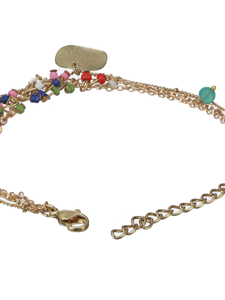 Prita by Priyaasi Multilayer Beaded Link Coin Gold-Plated Bracelet