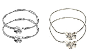Pair of 2 Oxidized Silver-Plated Anklets