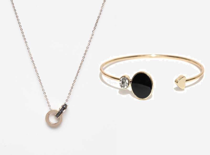 Gold Plated Pendant With A Stylish Cuff Bracelet