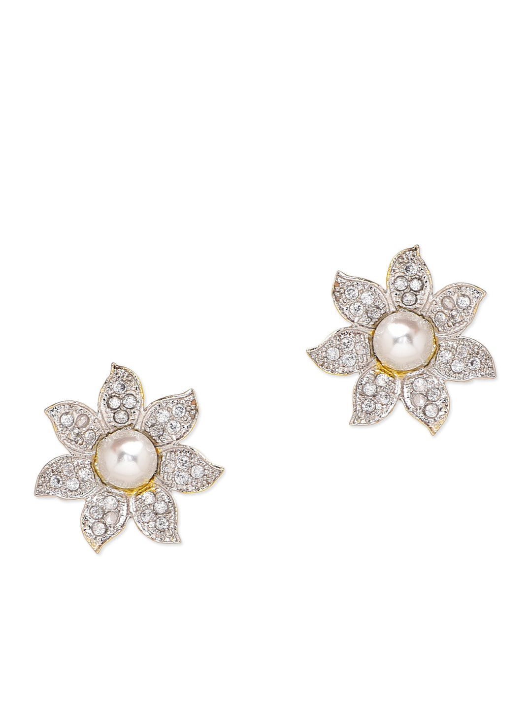Floral American Diamond Stud Earrings