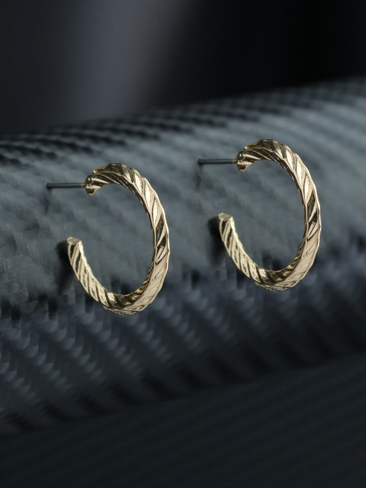 Prita Patterned Gold Plated Mini Hoops