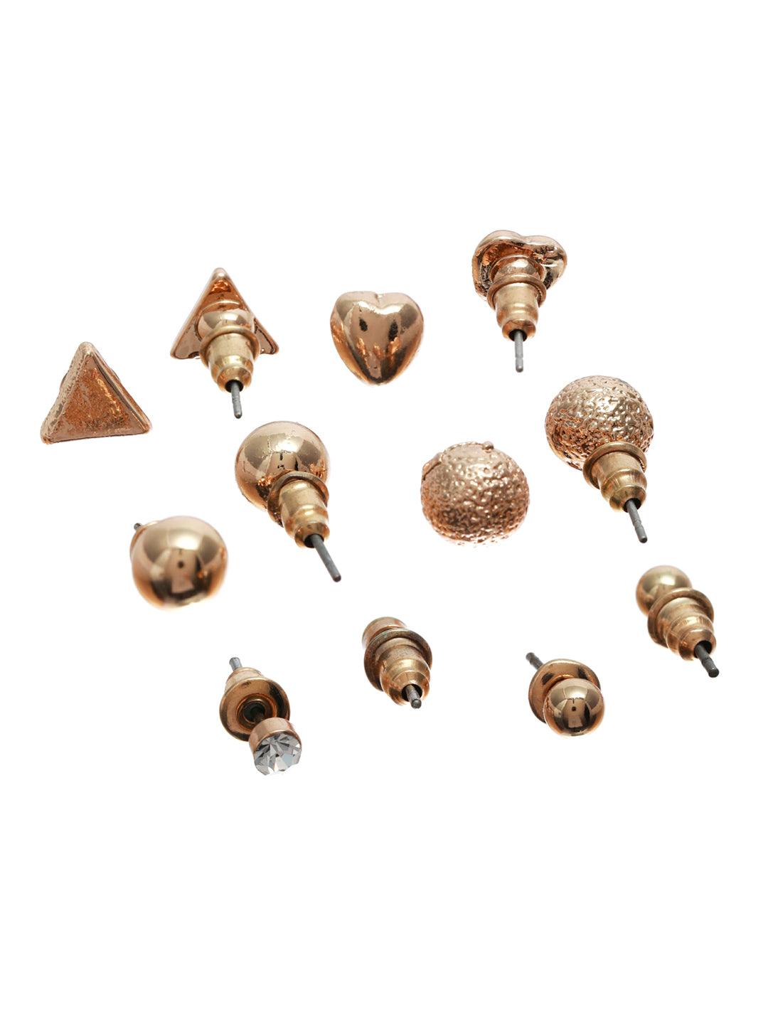 Prita Geometric Shaped Rose Gold Plated Earrings Set of 6