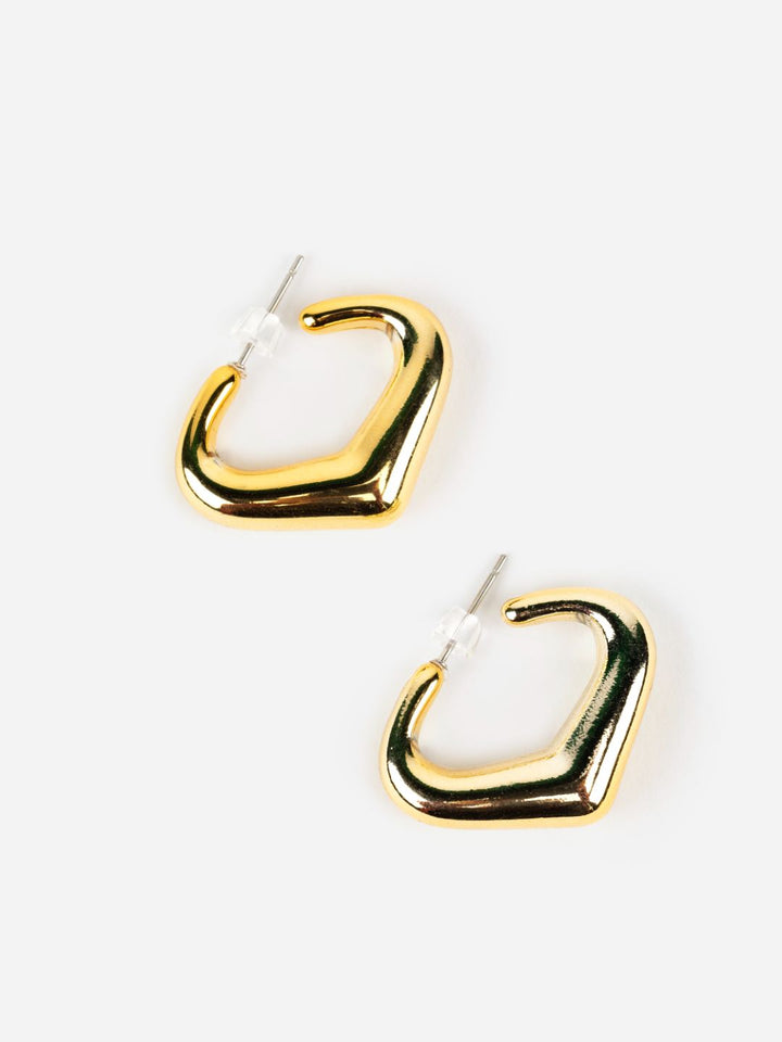 Solid Heart Glam Gold-Plated Drop Earrings