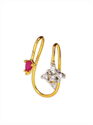 Designer Leaf Style American Diamond Earcuff/Earring Set