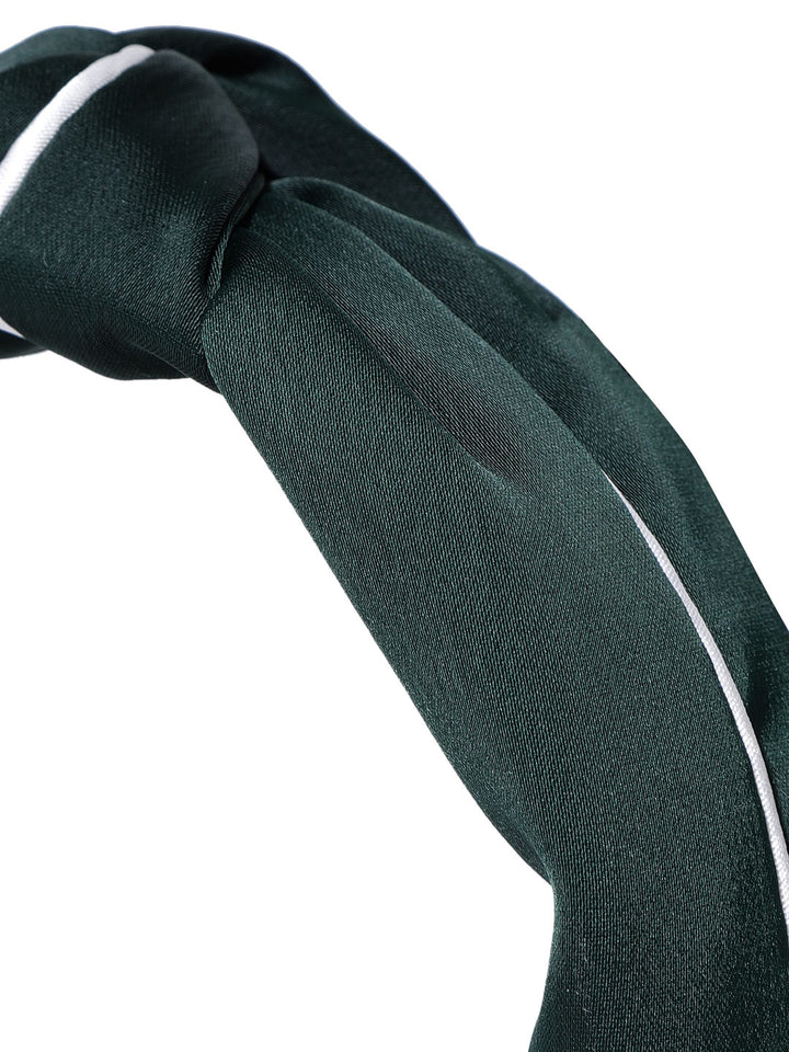 Designer Dark Green With White Line Hairband For Girls