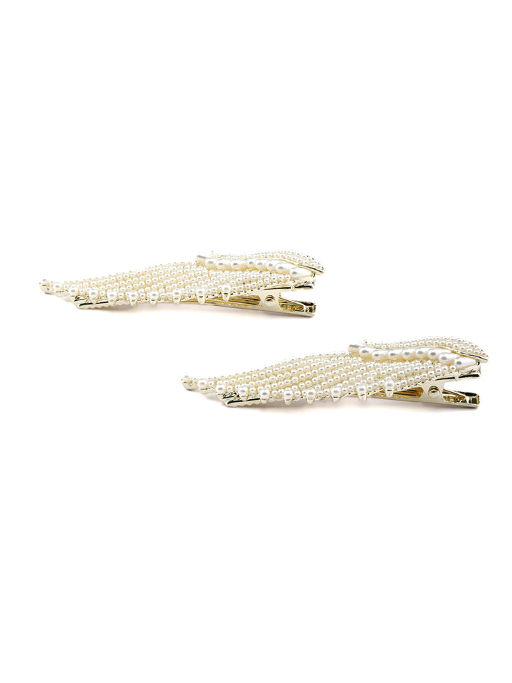 White Pearl Angel Feather Hair Pin Set