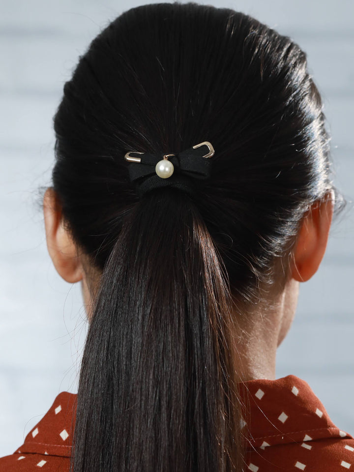 Prita Black & Beige Set of 4 Hair Ties