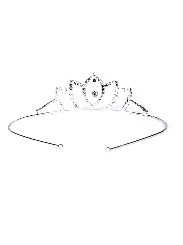 Silver Stone Embellished Princess Tiara Crown Hair Band
