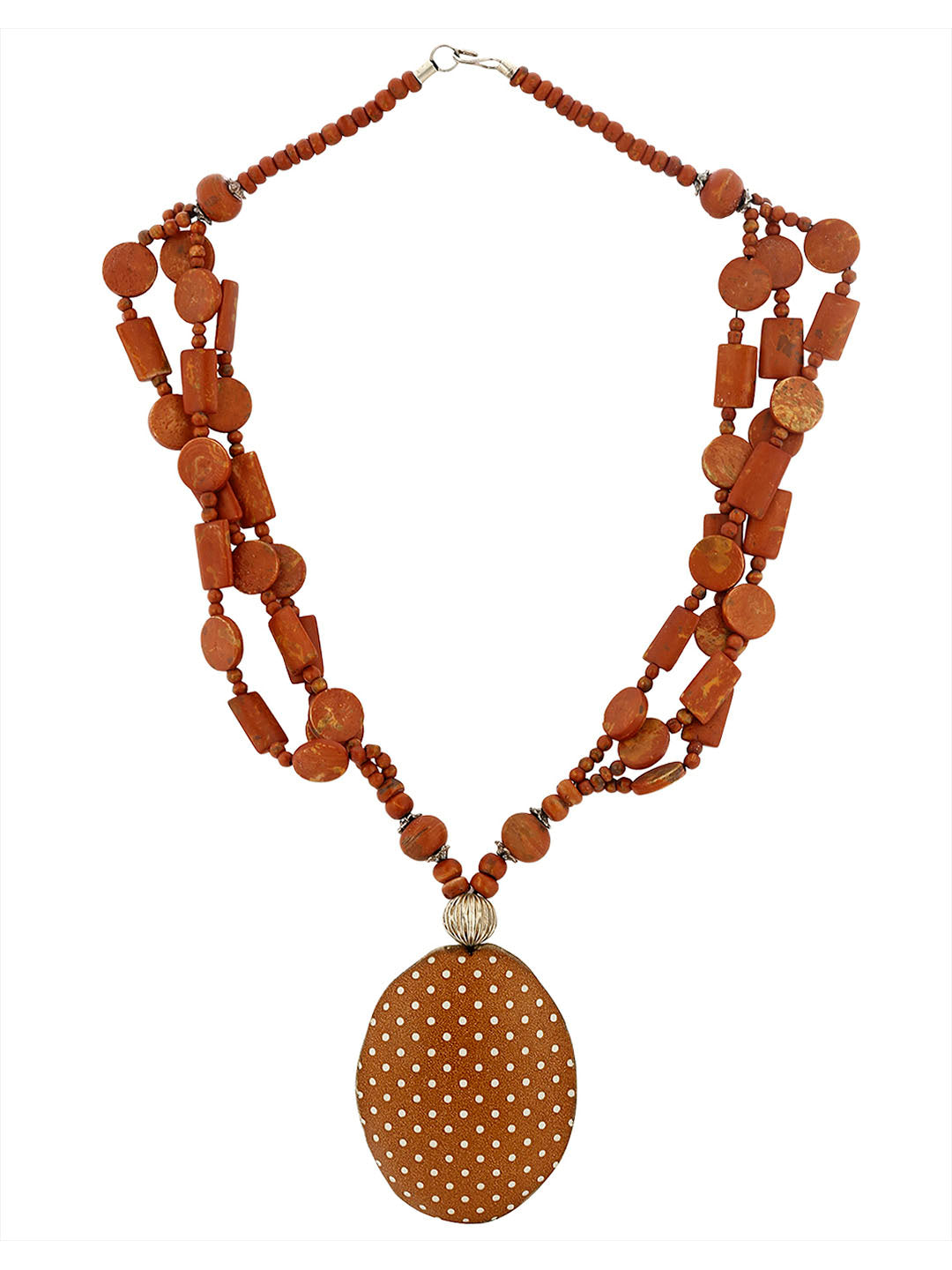 Orange Beads Silver Plated Spherical Pendant