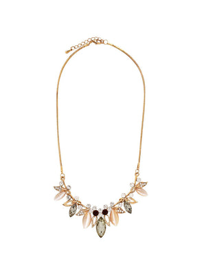 Brown & Cream Stones Gold Plated Necklace