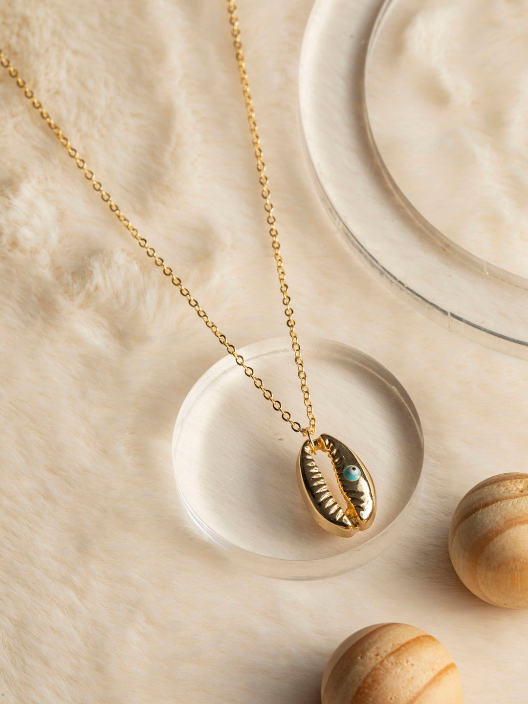 Sea Shell Gold Plated Necklace – Priyaasi - Main Image