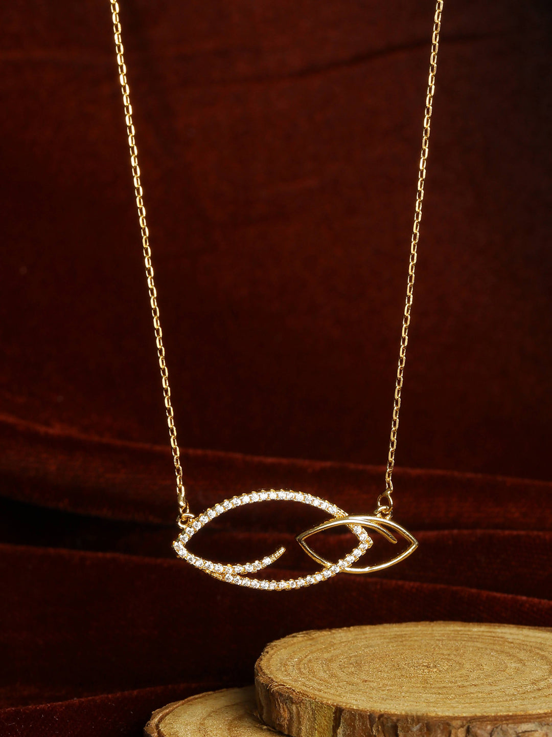 Dual Leaf Rose Gold Necklace