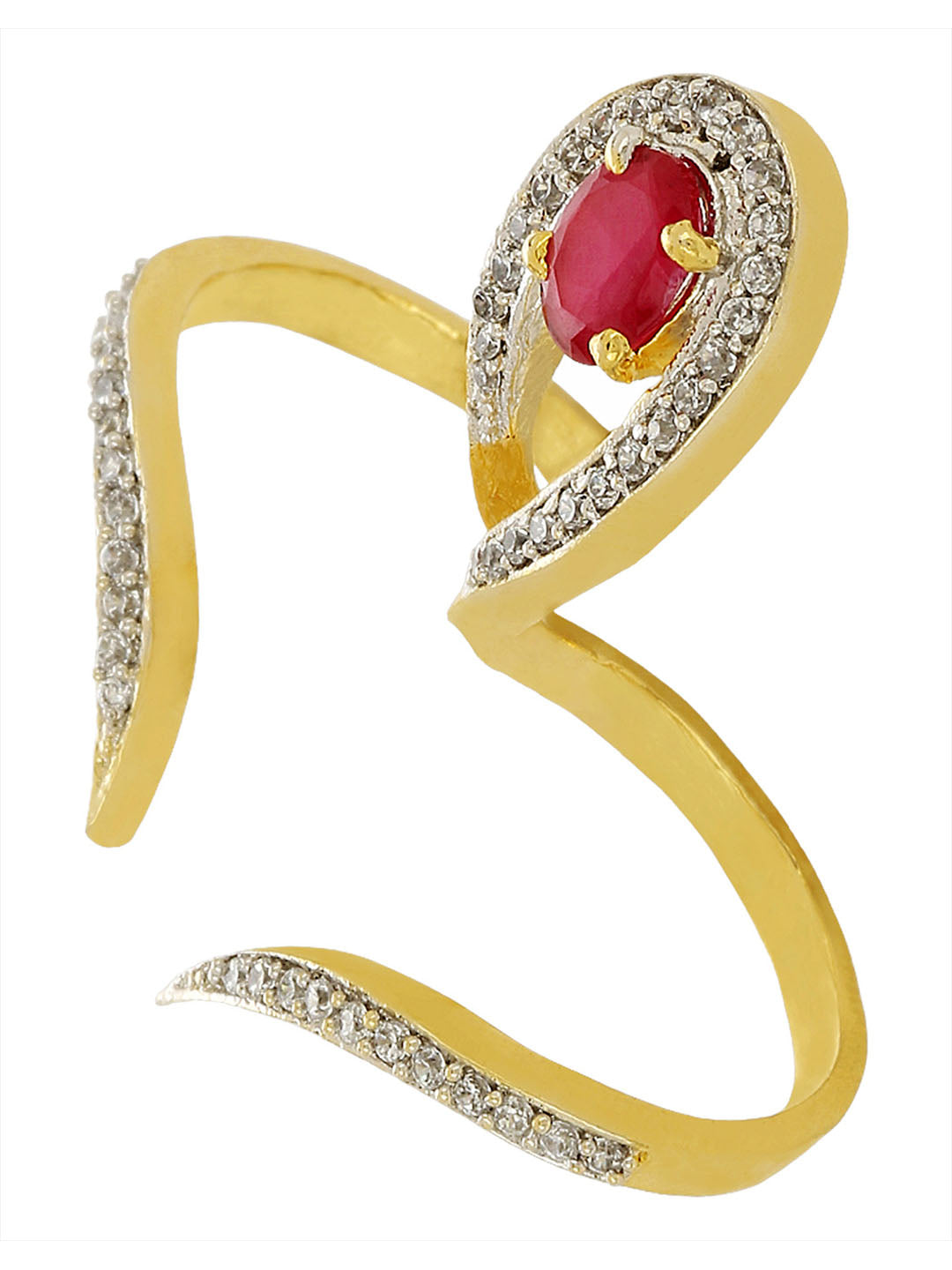 Floral Ruby Ad Double Finger Ring