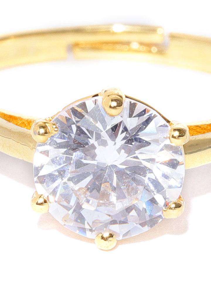 Gold-Plated Ad, American Diamond Studded Handcrafted Finger Ring