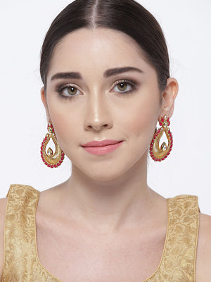 Gold-Toned Teardrop Shaped Drop Earrings