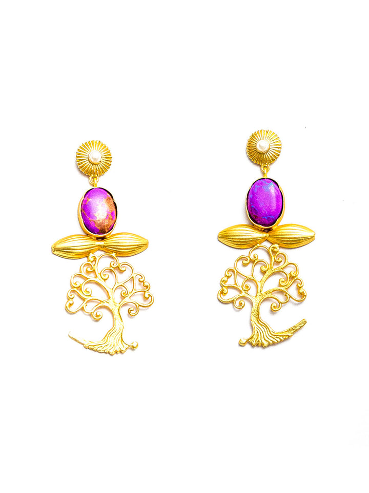 Gold-Toned Hanging Tree Earrings