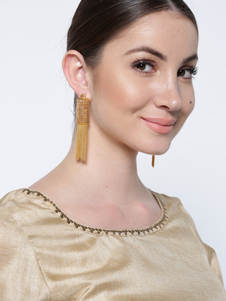 Partywear Rectangle Tassel Earrings