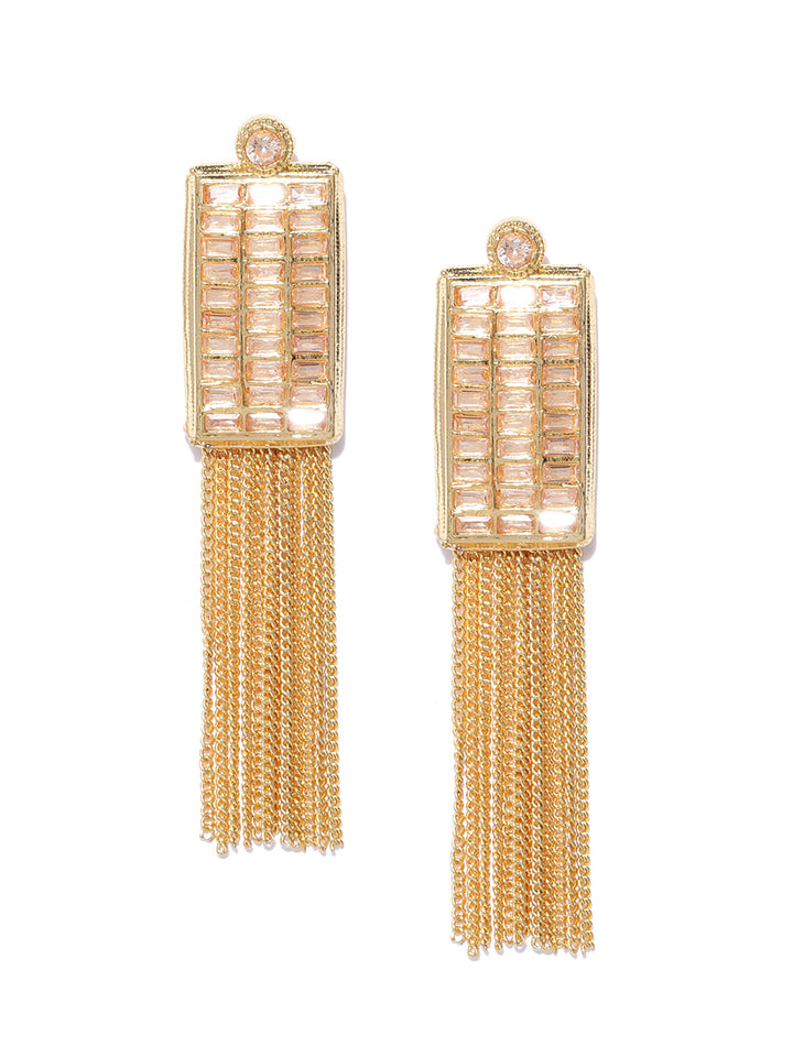 Partywear Rectangle Tassel Earrings