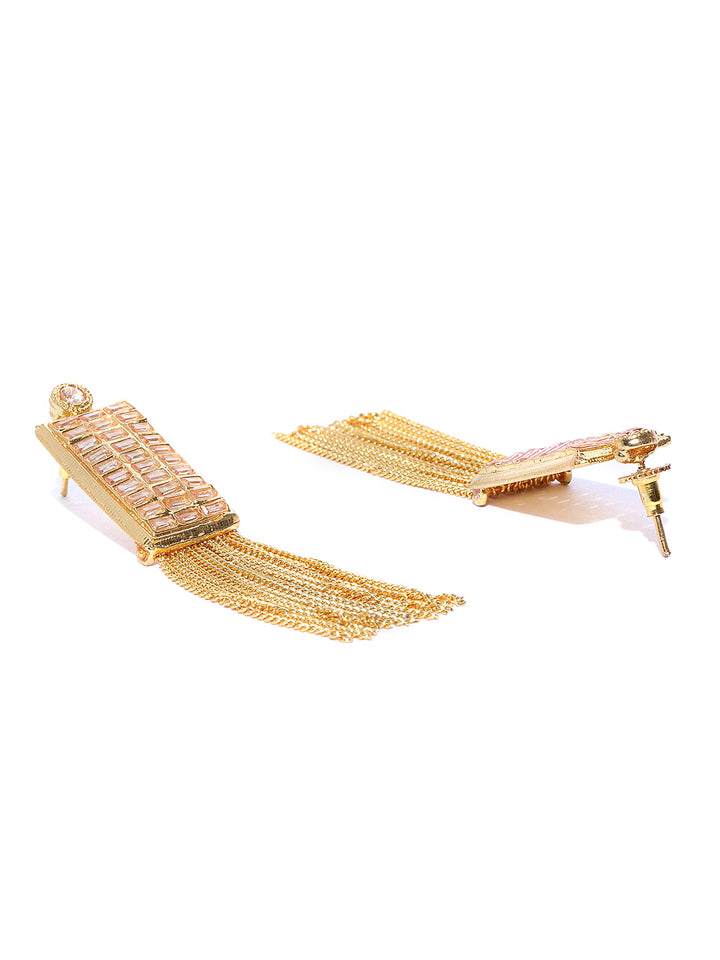 Partywear Rectangle Tassel Earrings