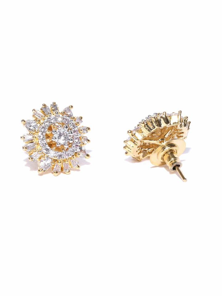 Designer Gold Plated American Diamond Stud Earring For Women And Girls
