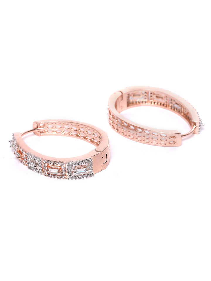 Quintessence - Rose Gold-Plated American Diamond Studded Hoop earrings