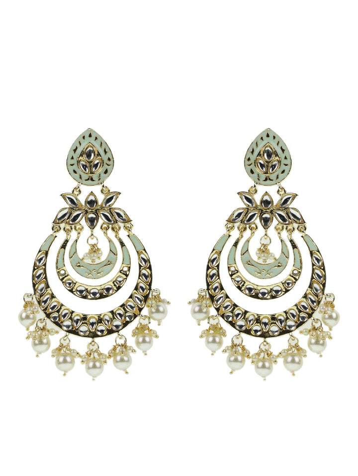 Kundan Studded and beaded Chandbali Earring