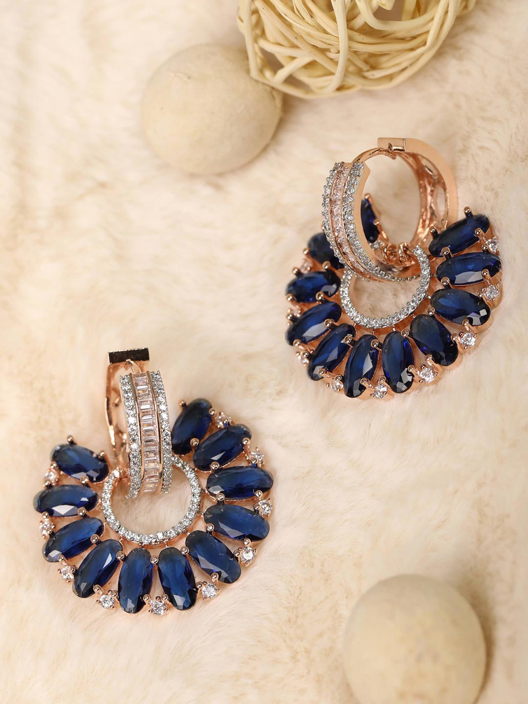 Blue Stones American Diamond Hoop Earring – Priyaasi