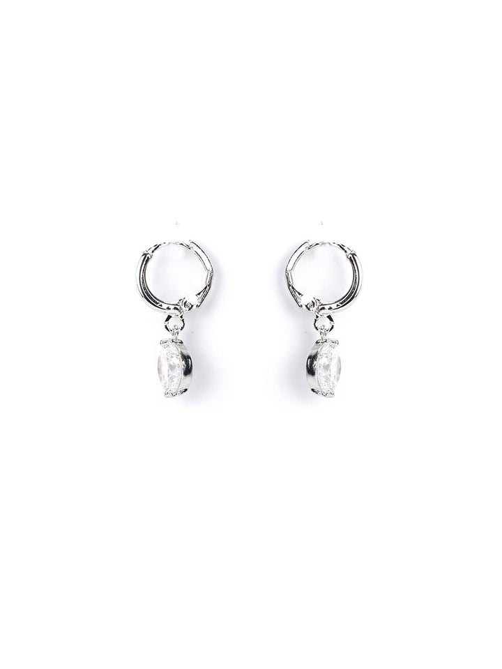 Artificial Stone Silver Plated Hoop Earring