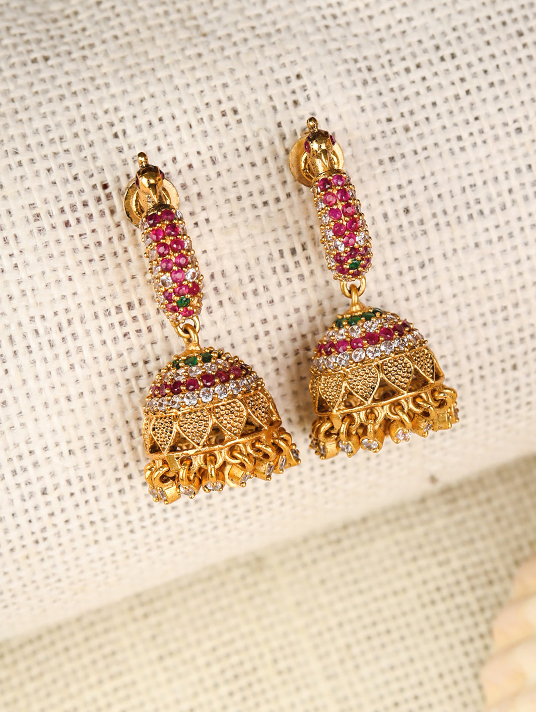 Gold plated jhumka with on sale price