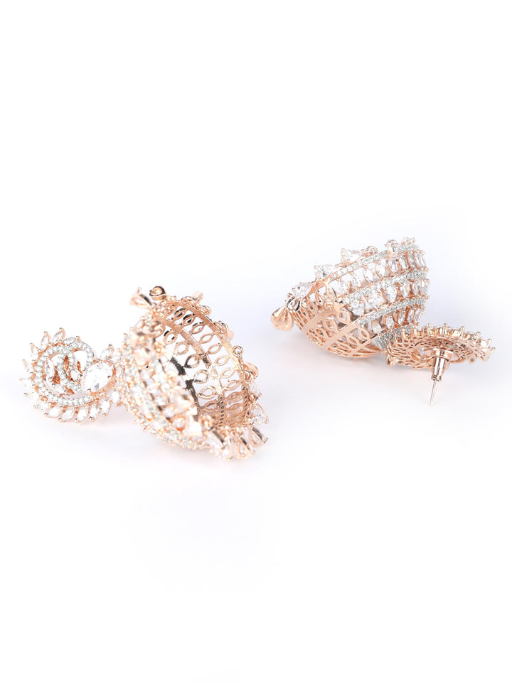 American Diamond Rose Gold Plated Jhumka Earring