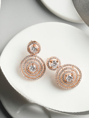 Contemporary Halo-American Diamond Drop Earrings