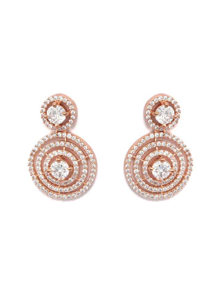 Contemporary Halo-American Diamond Drop Earrings