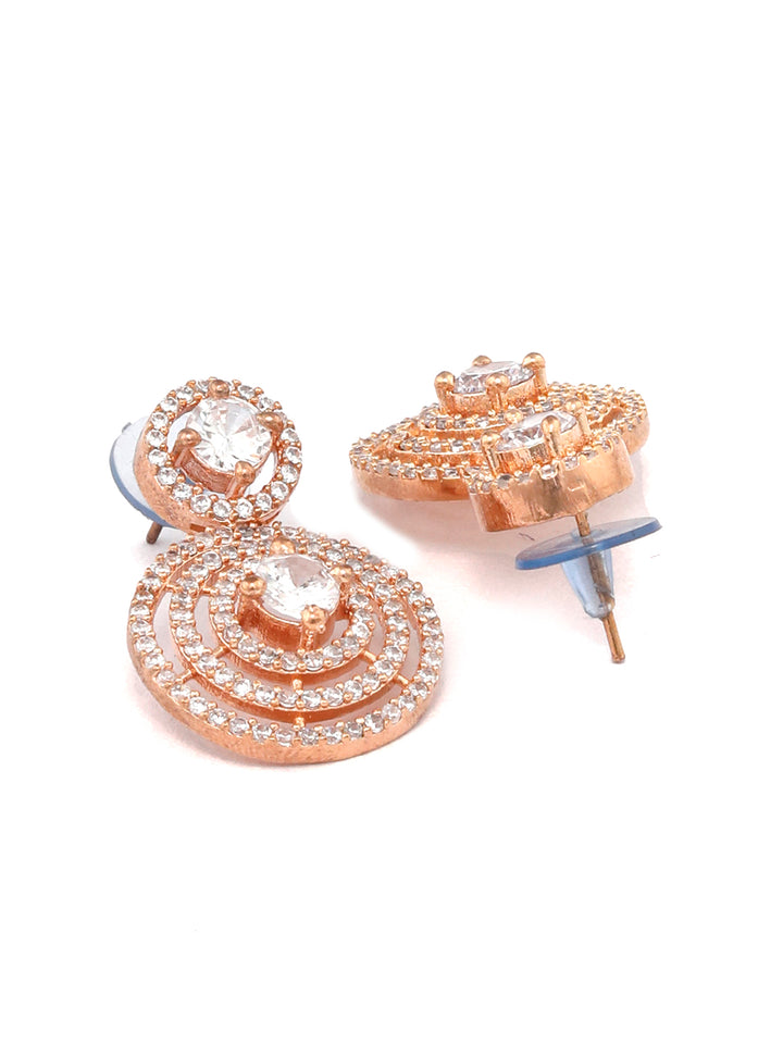 Contemporary Halo-American Diamond Drop Earrings