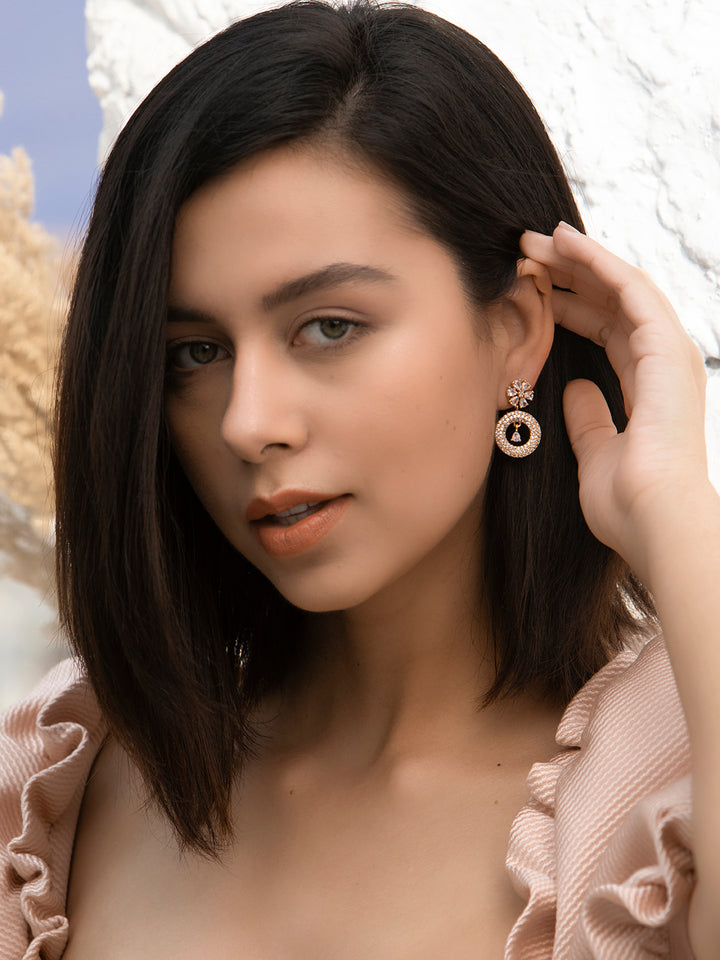 American Diamond Rose Gold Drop Earrings