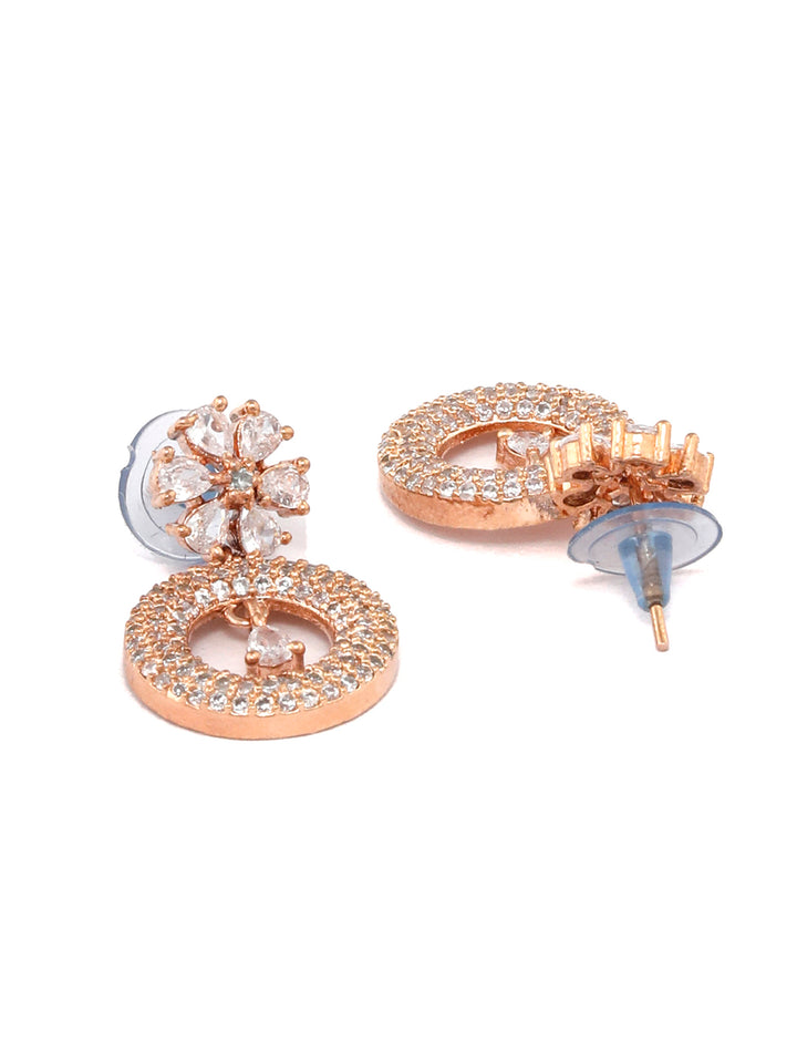 American Diamond Rose Gold Drop Earrings
